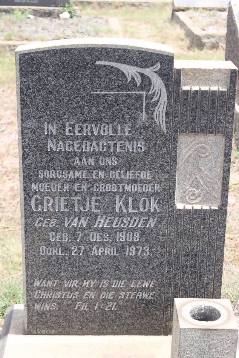 KLOK Grietje geb VAN HEUSDEN 1908-1973