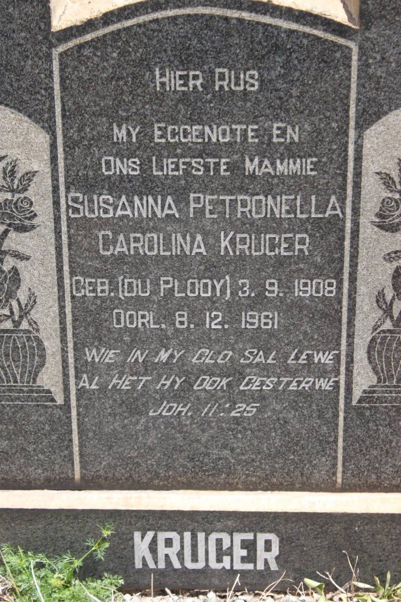 KRUGER Susanna Petronella Carolina geb DU PLOOY 1908-1961