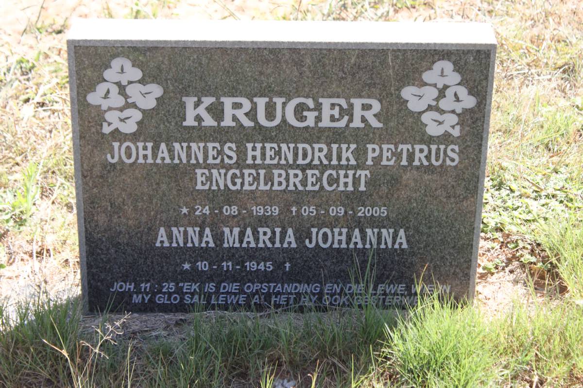 KRUGER Johannes Hendrik Petrus Engelbrecht 1939-2005 &amp; Anna Maria Johanna 1945-