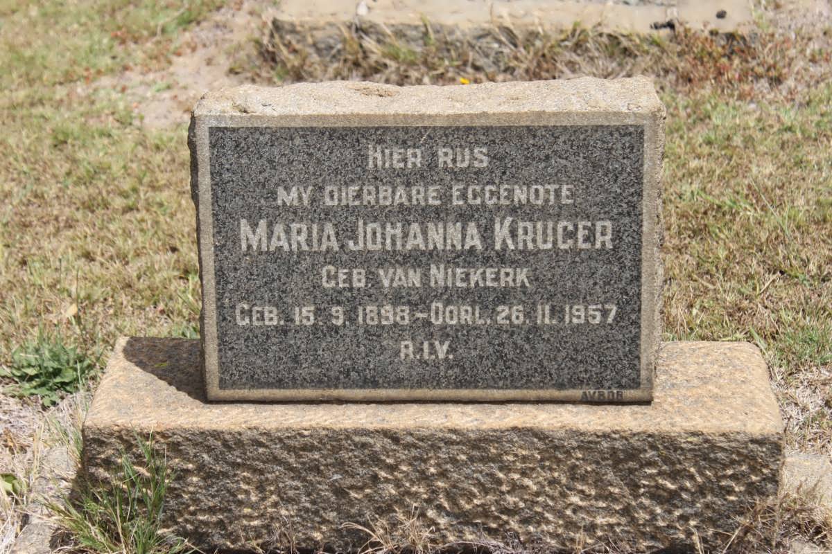 KRUGER Maria Johanna geb VAN NIEKERK 1898-1957