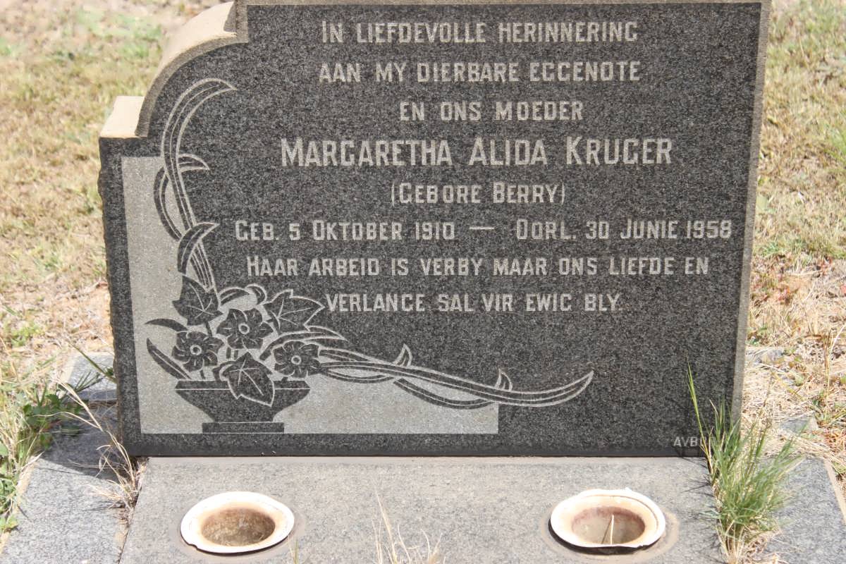 KRUGER Margaretha Alida nee BERRY 1910-1958