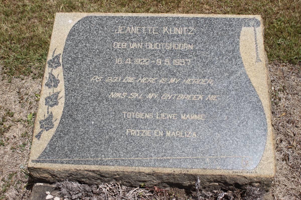 KUNITZ Jeanette nee VAN OUDTSHOORN 1922-1957