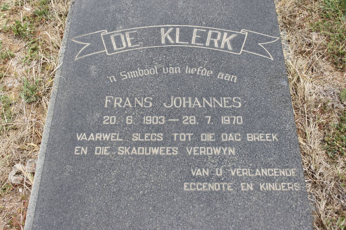 KLERK Frans Johannes, de 1903-1970
