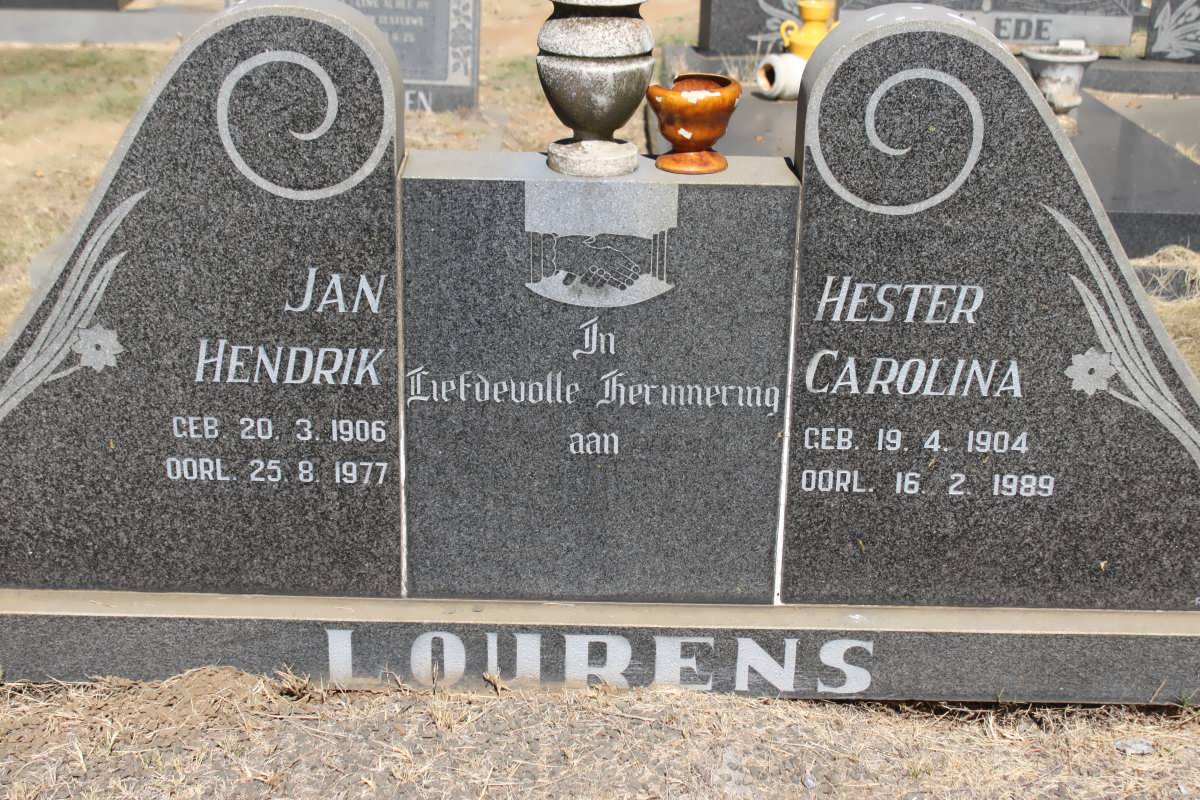 LOURENS Jan Hendrik 1906-1977 &amp; Hester Carolina 1904-1989
