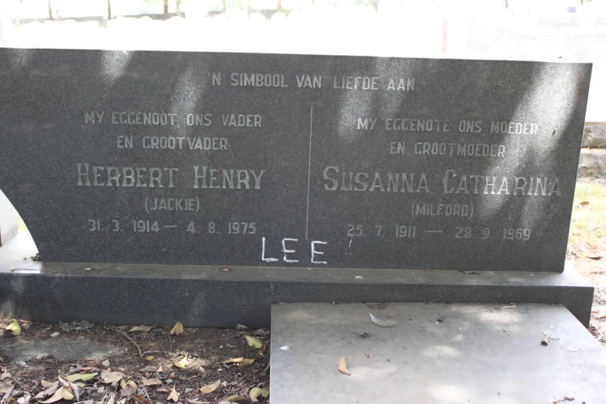 LEE Herbert Henry 1914-1975 &amp; Susanna Catharina MILFORD 1911-1969