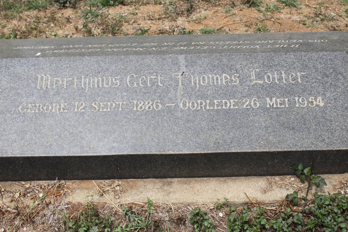 LOTTER Marthinus Gert Thomas 1886-1954