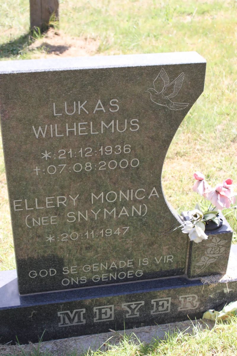 MEYER Lukas Wilhelmus 1936-2000 &amp; Ellery Monica SNYMAN 1947-
