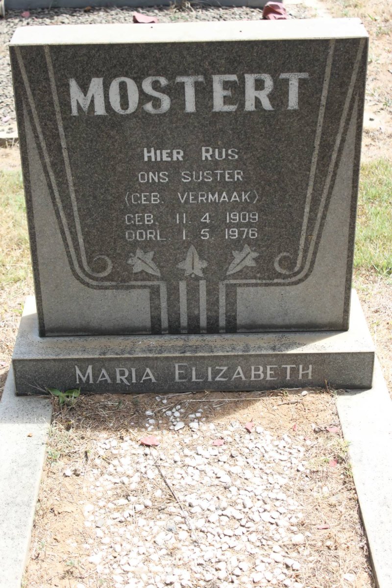 MOSTERT Maria Elizabeth geb VERMAAK 1909-1967