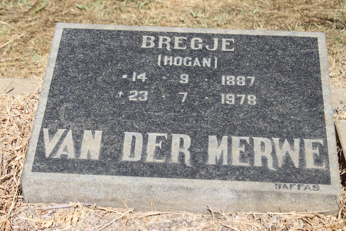 MERWE Bregje, van der nee HOGAN 1887-1978