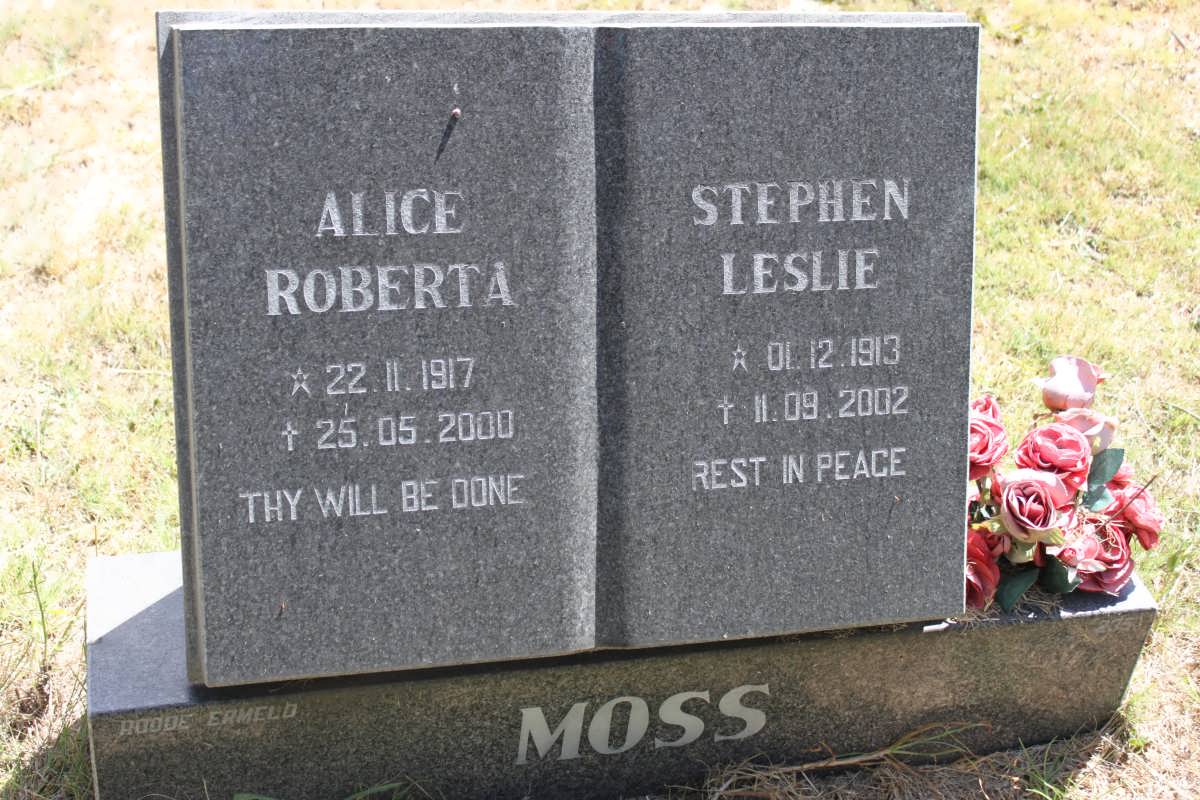 MOSS Stephen Leslie 1913-2002 &amp; Alice Roberta 1917-2000