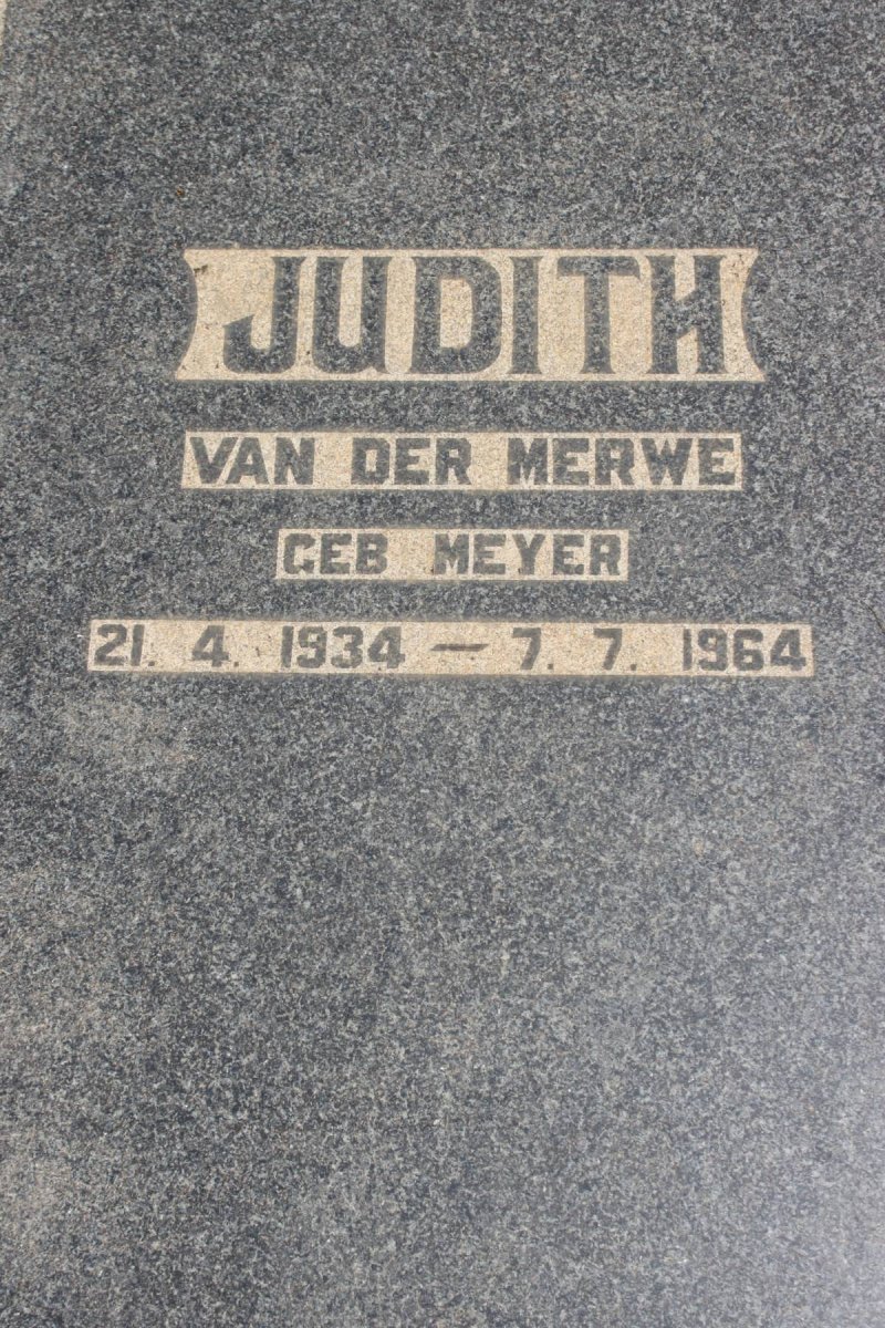 MERWE Judith, van der geb MEYER 1934-1964