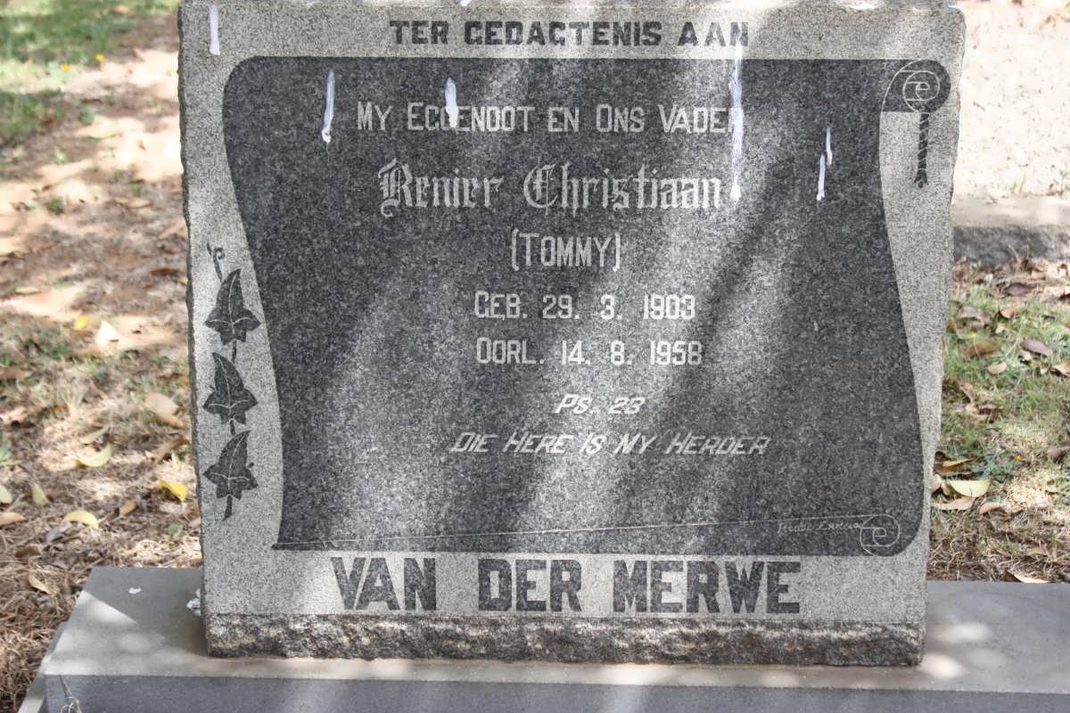 MERWE Renier Christiaan, van der 1903-1958