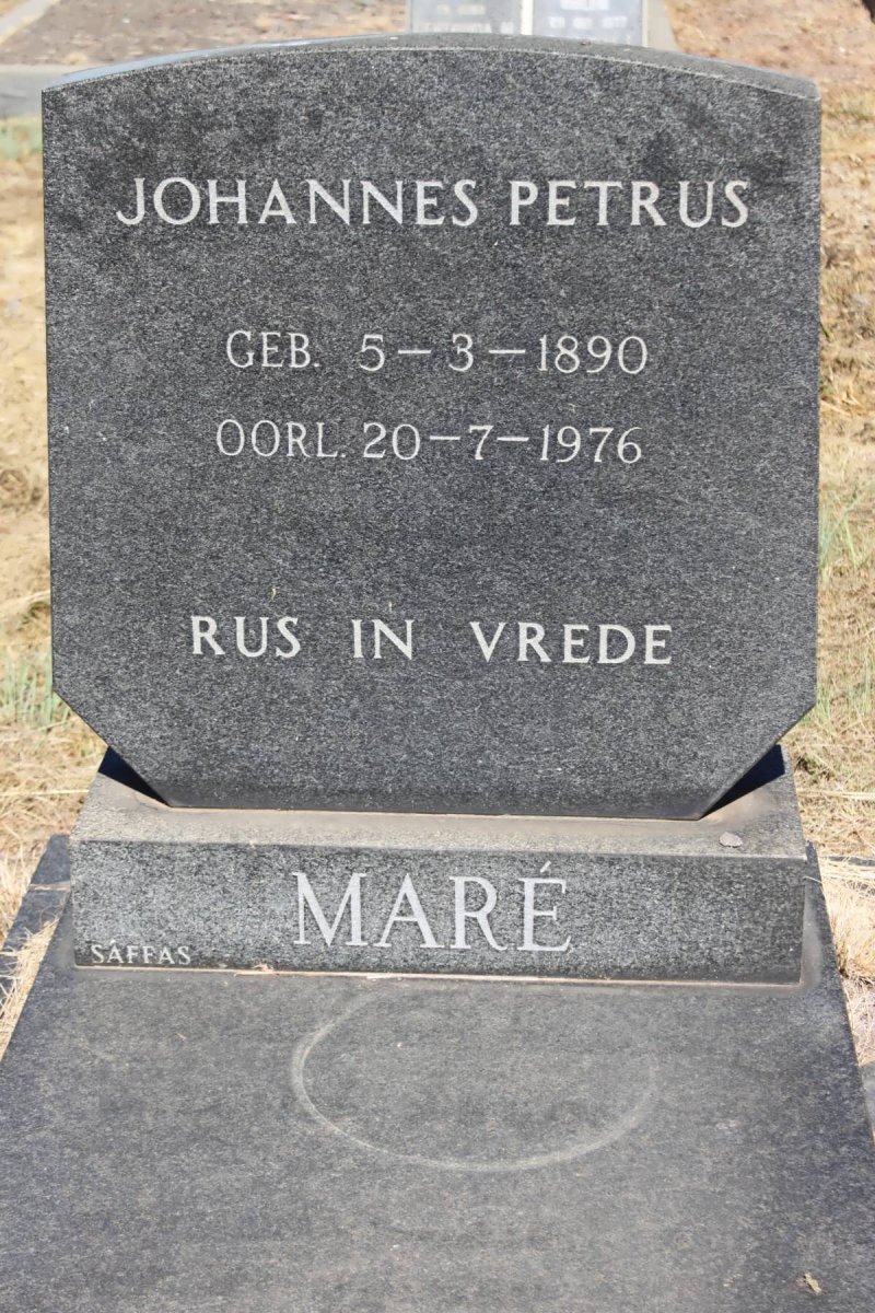 MARE Johannes Petrus 1890-1976
