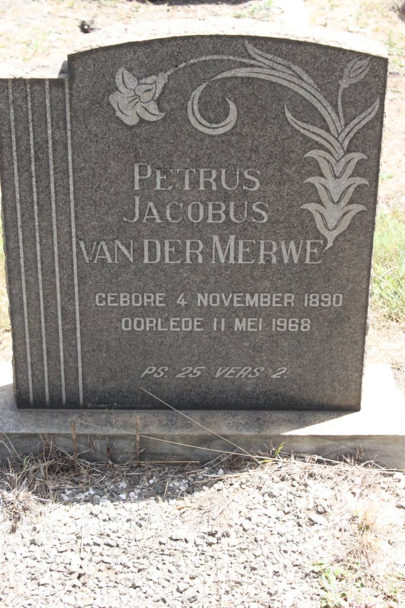 MERWE Petrus Jacobus, van der 1890-1968