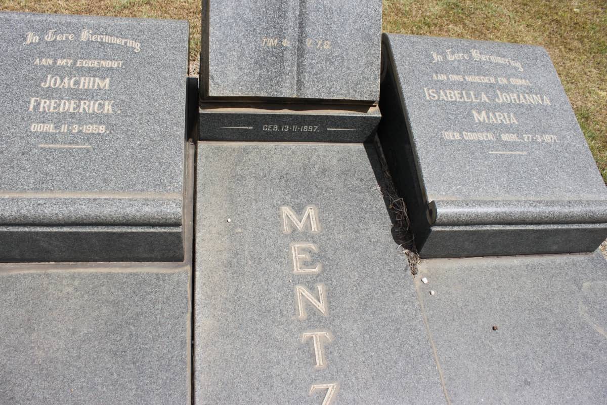 MENTZ Joachim Frederick 1897-1958 &amp; Isabella Johanna Maria GOOSEN 1897-1971