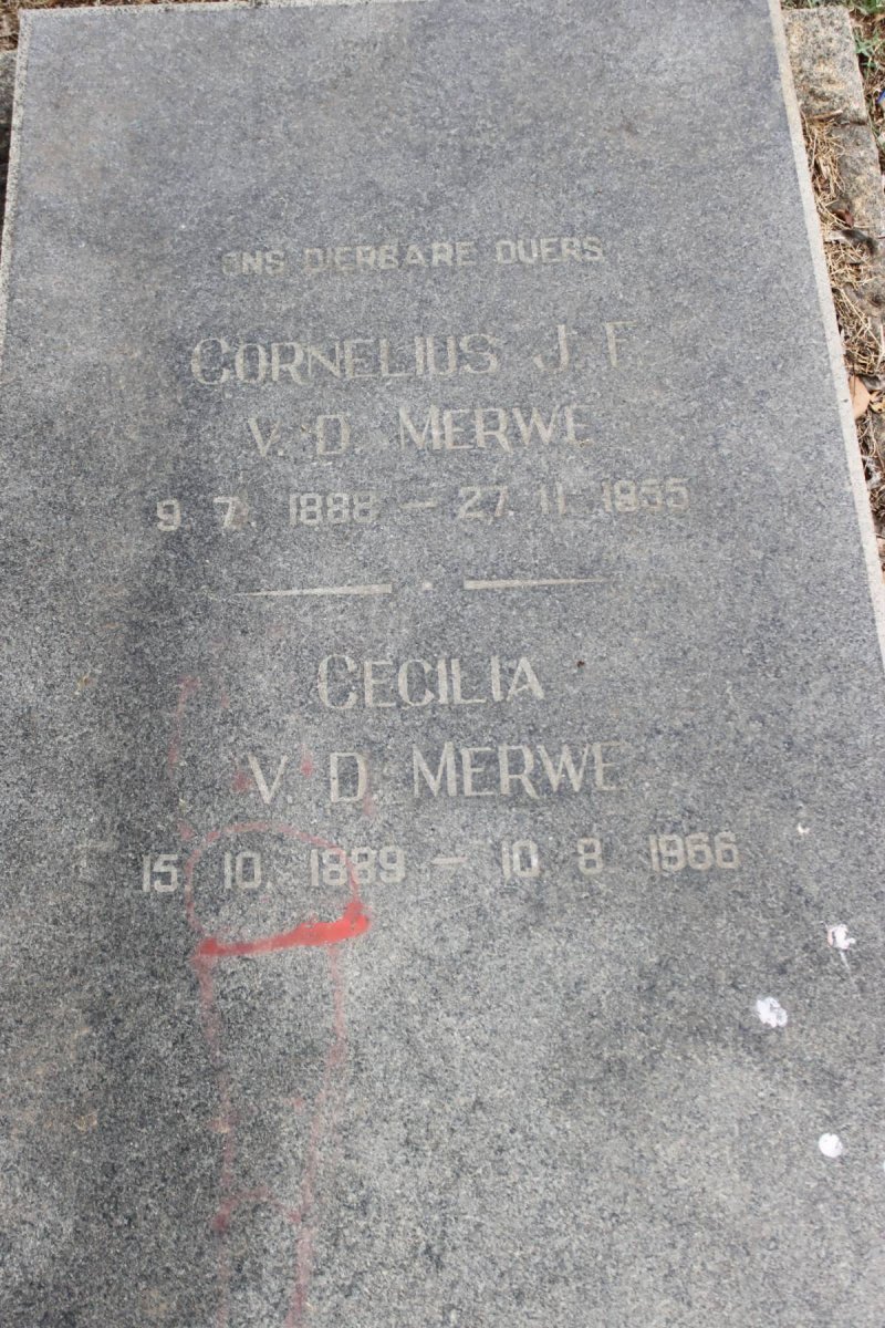 MERWE Cornelius J.F. 1888-1955 &amp; Cecilia 1889-1966