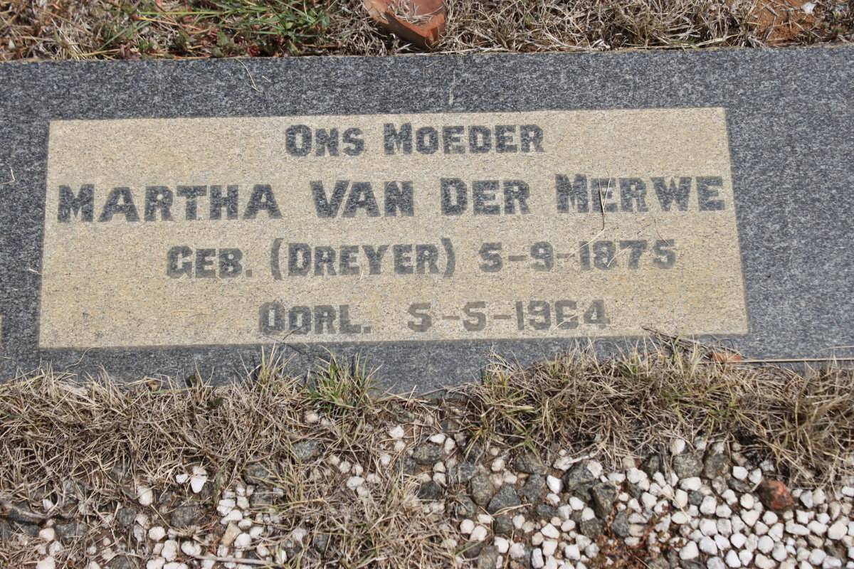 MERWE Martha, van der geb DREYER 1875-1964
