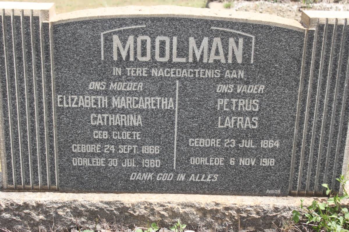 MOOLMAN Petrus Lafras 1864-1918 &amp; Elizabeth Margaretha Catharina CLOETE 1866-1960