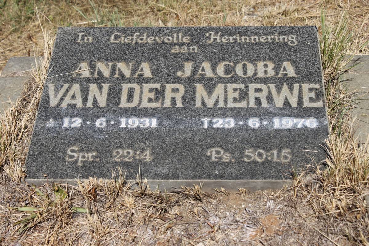 MERWE Anna Jacoba, van der 1931-1976