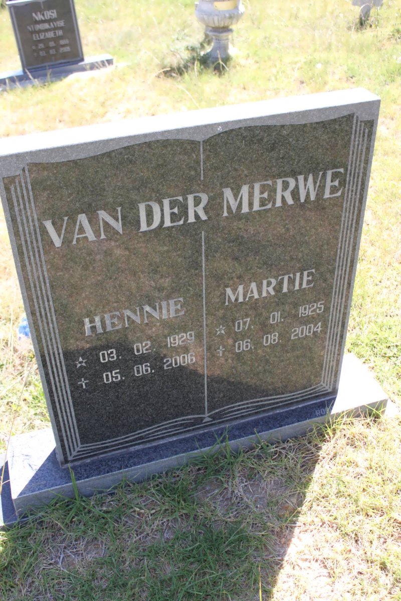MERWE Hennie, van der 1929-2006 &amp; Martie 1925-2004