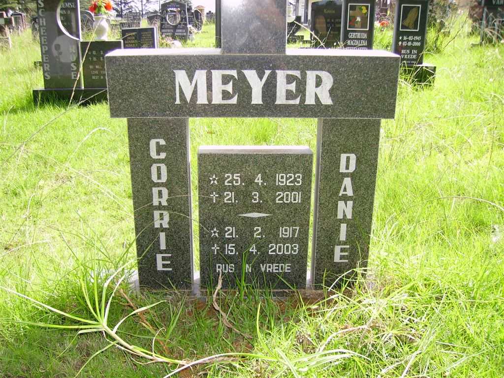 MEYER Danie 1917-2003 &amp; Corrie 1923-2001