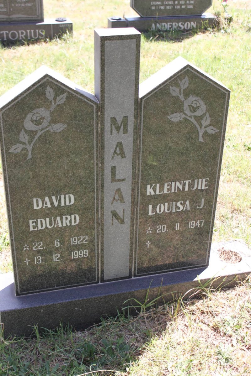 MALAN David Eduard 1922-1999 &amp; Louisa J. 1947-