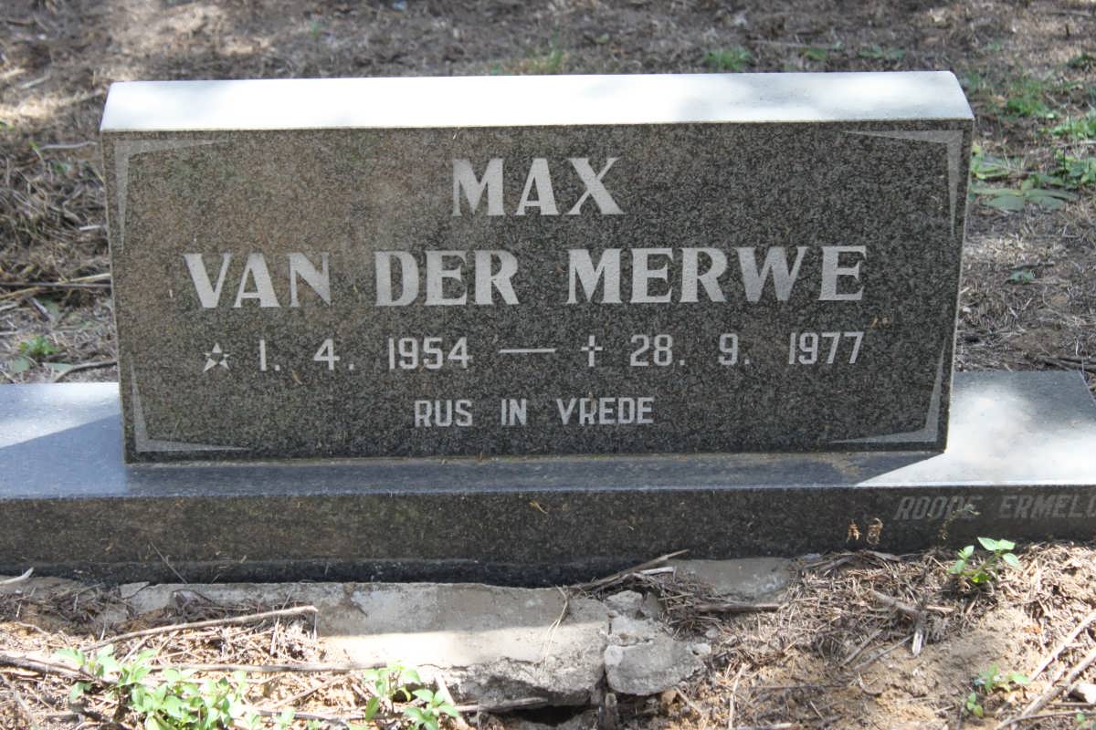 MERWE Max, van der 1954-1977