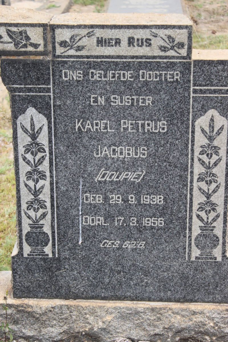 MERWE Karel Petrus Jacobus, v.d. 1938-1956