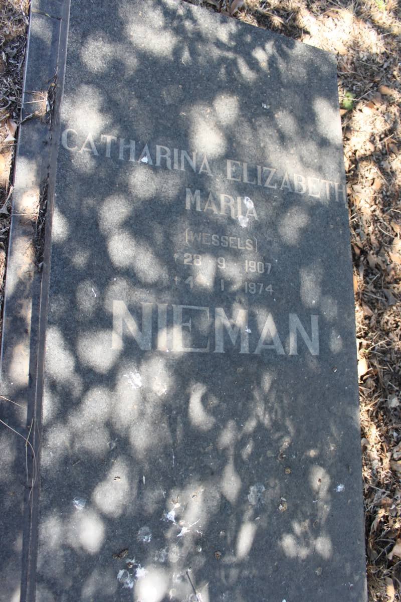 NIEMAN Catharina Elizabeth nee WESSELS 1907-1974