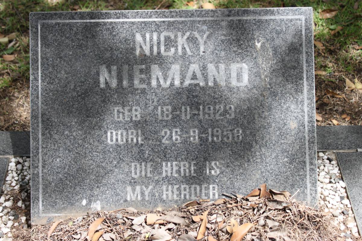 NIEMAND Nicky 1923-1958