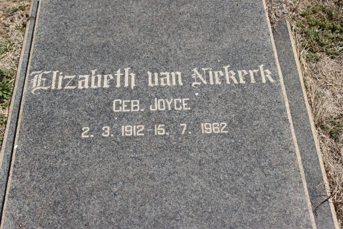NIEKERK Elizabeth, van nee JOYCE 1912-1962
