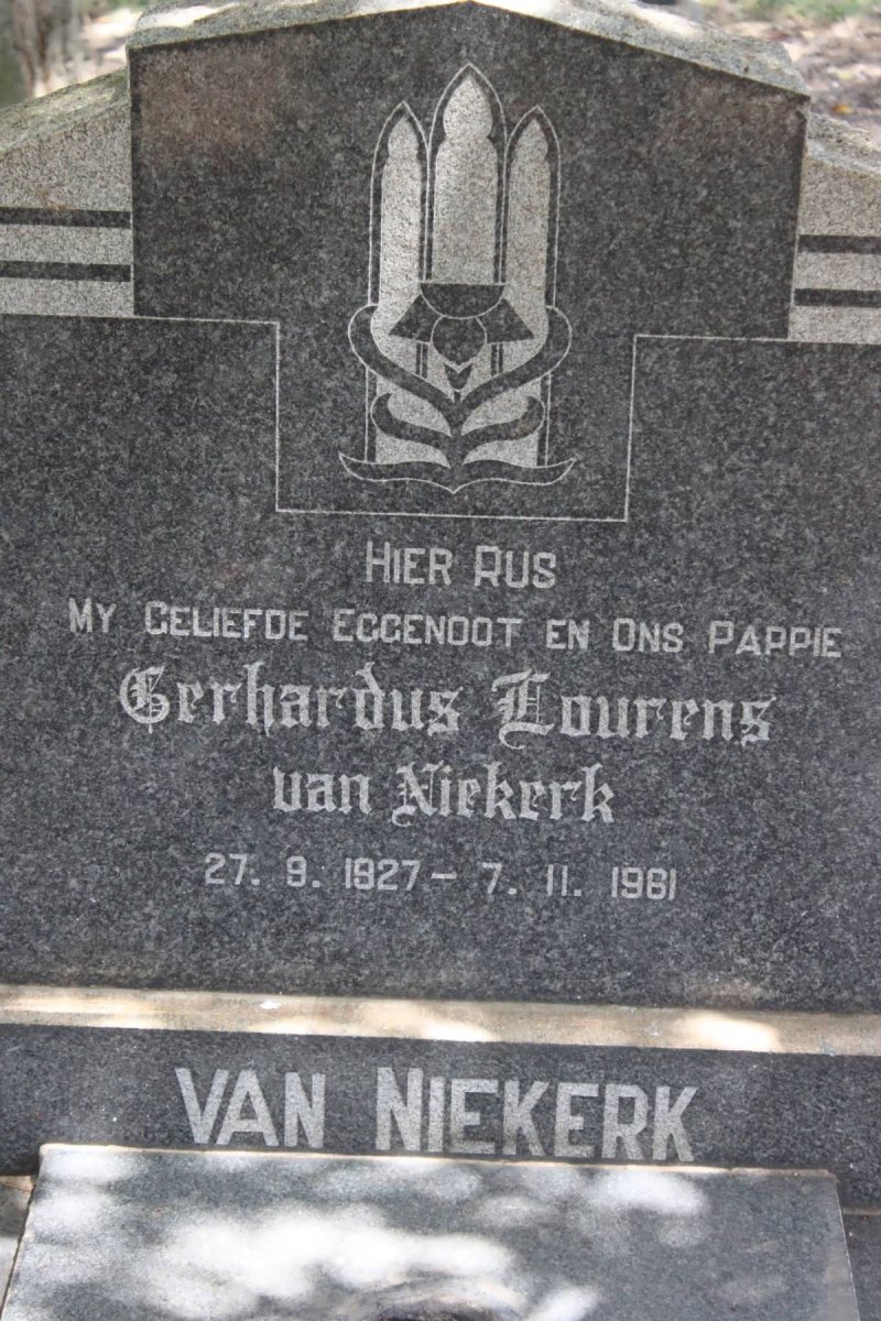 NIEKERK Gerhardus Lourens, van 1927-1961