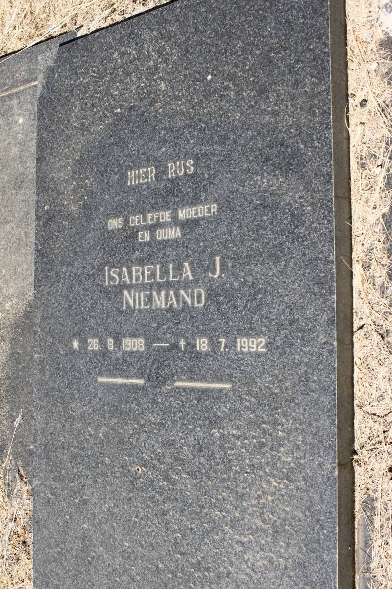NIEMAND Isabella J. 1908-1992