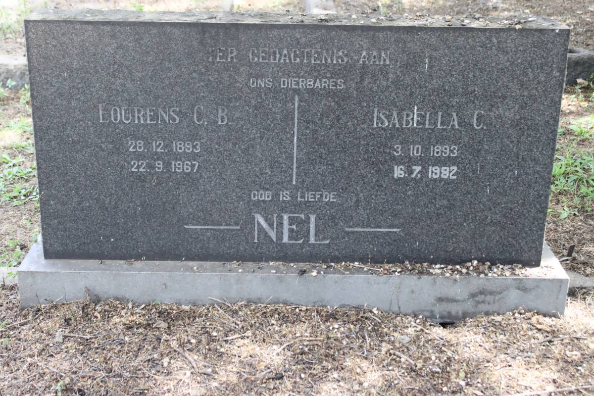 NEL Lourens C.B. 1893-1967 &amp; Isabella C. 1893-1982