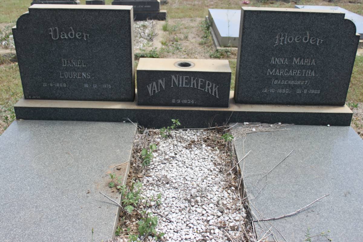 NIEKERK Daniel Lourens, van 1888-1976 &amp; Anna Maria Margaretha BADENHORST 1890-1966