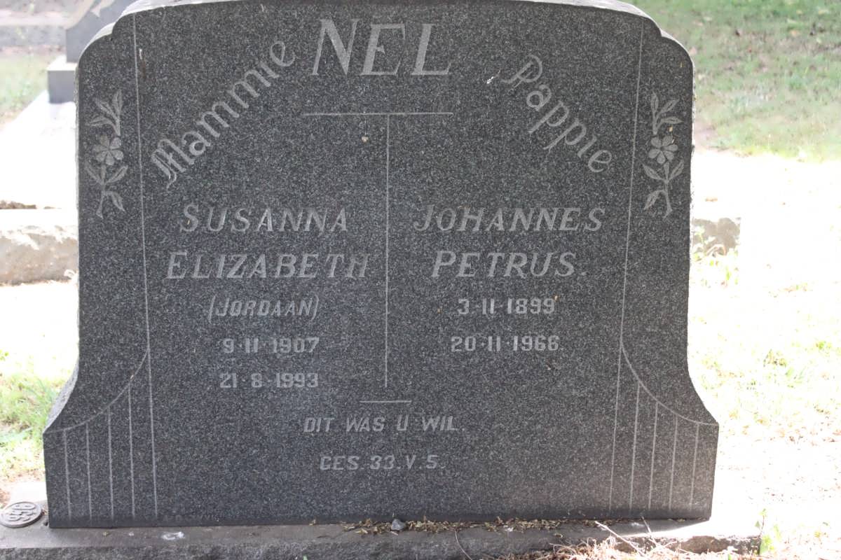 NEL Johannes Petrus 1899-1966 &amp; Susanna Elizabeth JORDAAN 1907-1993