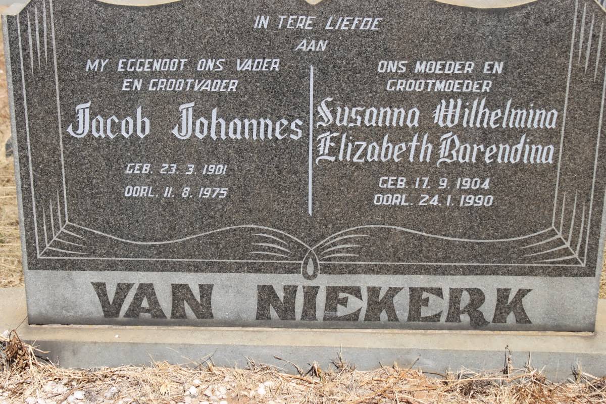 NIEKERK Jacob Johannes, van 1901-1975 &amp; Susanna Wilhelmina Elizabeth Barendina 1904-1990