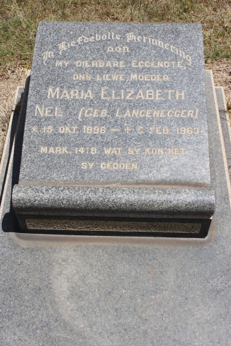 NEL Maria Elizabeth geb LANGENEGGER 1896-1963