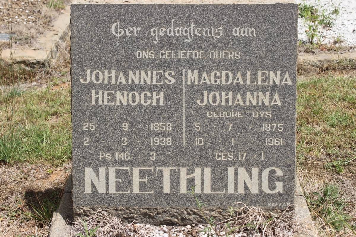 NEETHLING Johannes Henoch 1858-1938 &amp; Magdalena Johanna UYS 1875-1961