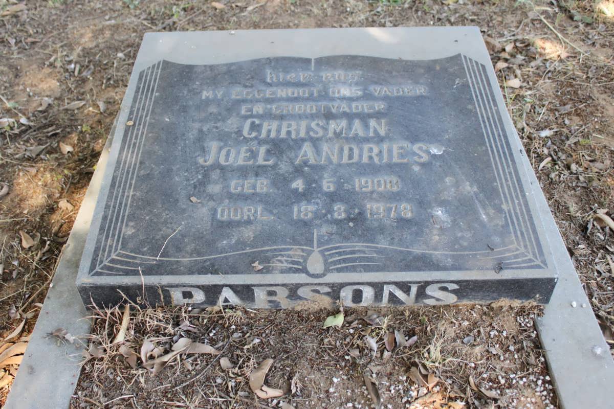 PARSONS Chrisman Joel Andries 1908-1976