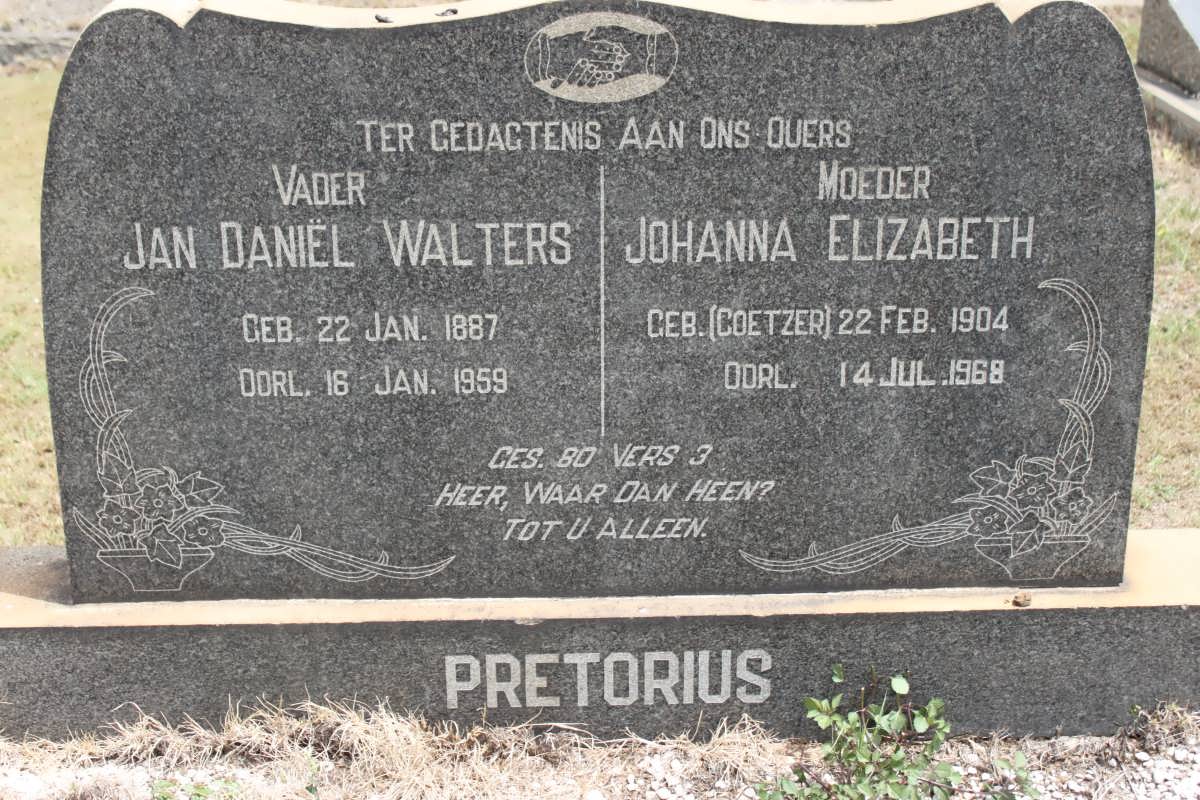PRETORIUS Jan Daniël 1887-1959 &amp; Johanna Elizabeth COETZER 1904-1968