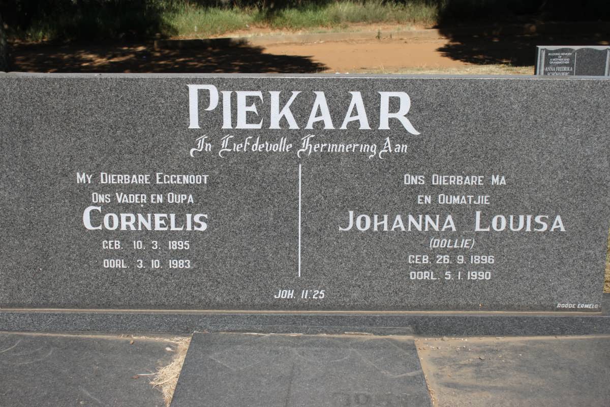 PIEKAAR Cornelis 1895-1983 &amp; Johanna Louis 1896-1990