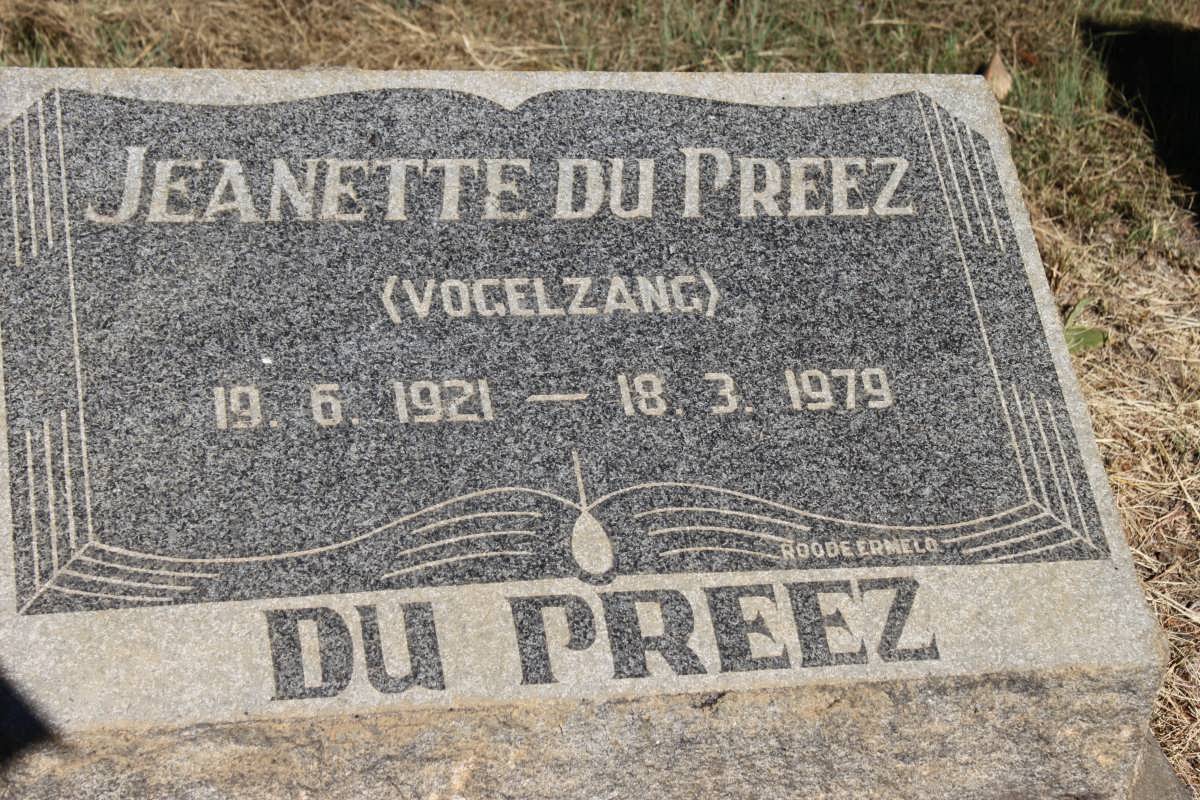 PREEZ Jeanette, du nee VOGELZANG 1921-1979