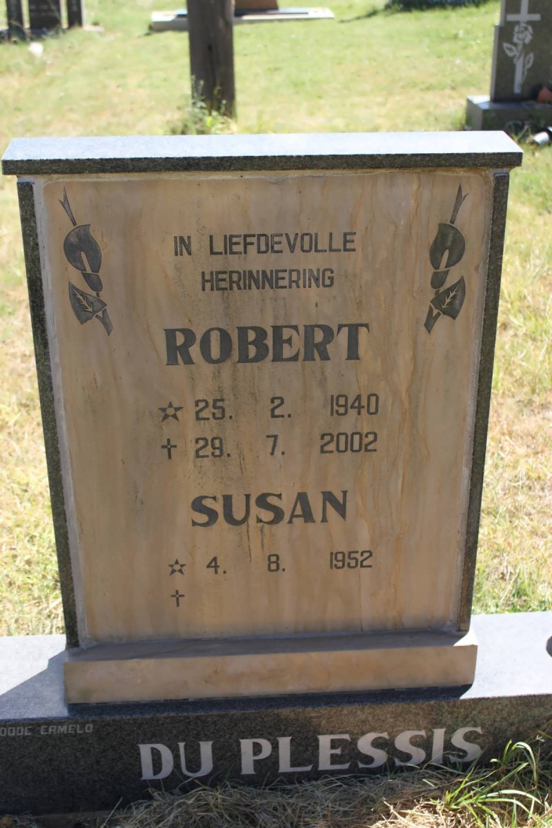 PLESSIS Robert, du 1940-2002 &amp; Susan 1952-