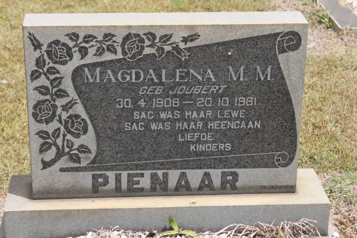 PIENAAR Magdalena M.M. nee JOUBERT 1908-1981