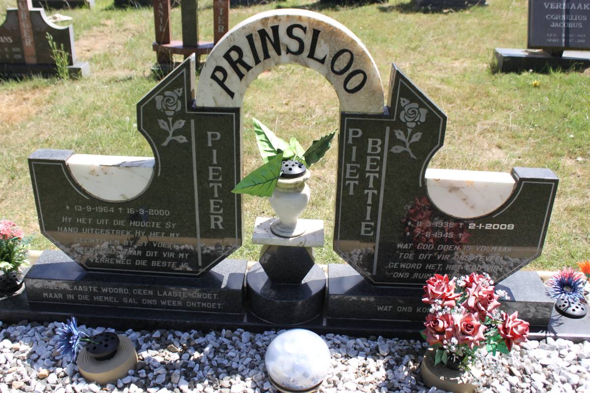 PRINSLOO Piet 1938-2009 &amp; Bettie 1945- :: PRINSLOO Pieter 1964-2000