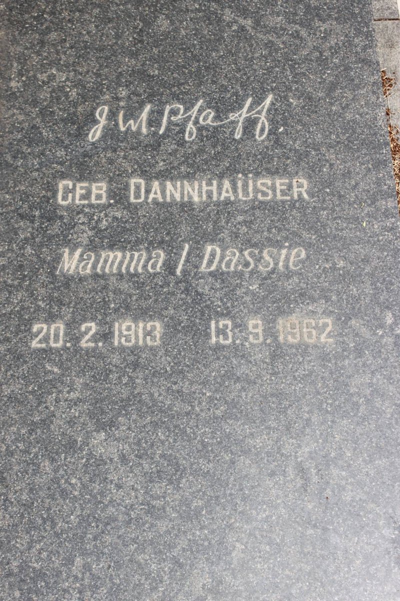 PFAFF J.M. geb DANNHAÜSER 1913-1962