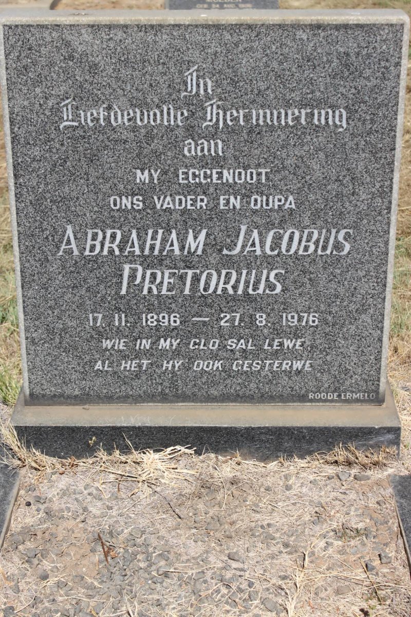 PRETORIUS Abraham Jacobus 1896-1976