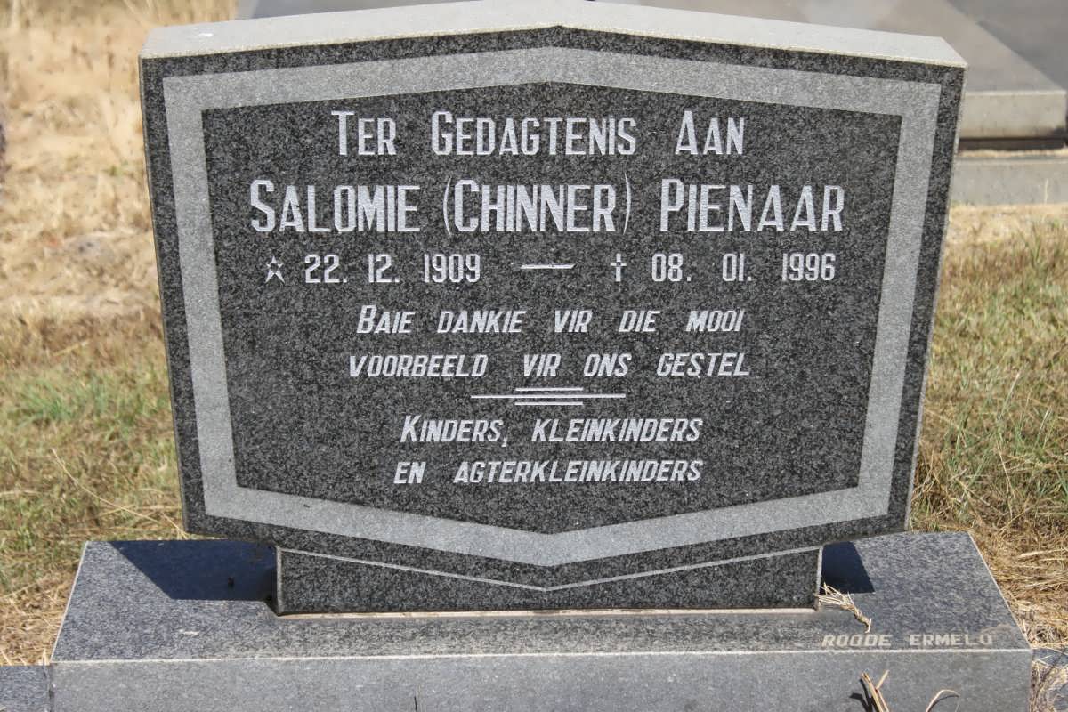 PIENAAR Salomie nee CHINNER 1909-1996