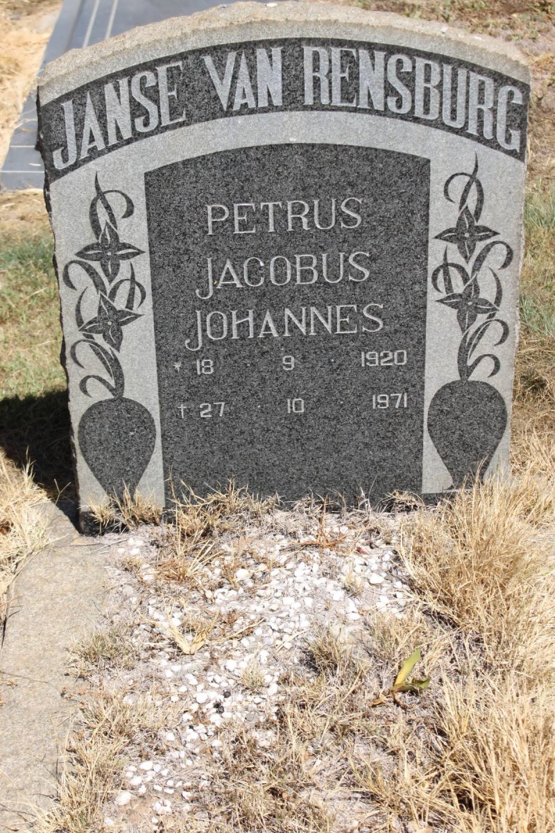 RENSBURG Petrus Jacobus Johannes, Janse van 1920-1971